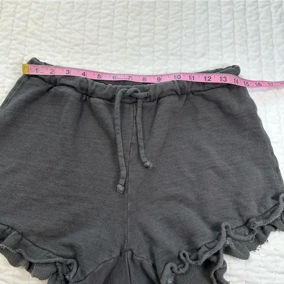 Chaser Black Women’s Soft Cozy High Waist Ruffle Hem Drawstring Shorts - Picture 4 of 13